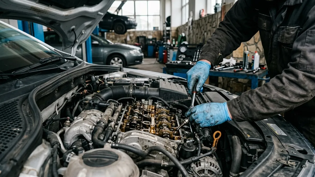 Meranie kompresie motora pomocou tlakomeru v autoservise